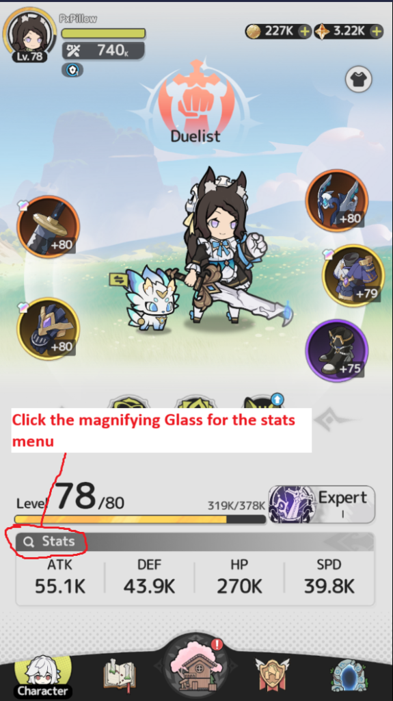 Character screen example in SwordxStaff